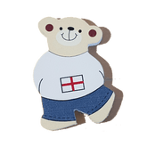 C&F Wooden Little Boy Bear Character - English Flag